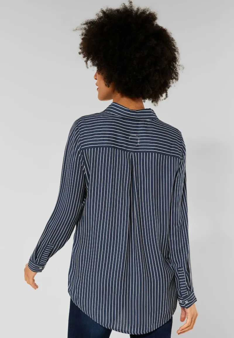 Street One Blusen*Longbluse mit Streifenmuster grey blue