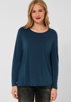 Street One Shirts*Longshirt in Seidenoptik deep teal blue