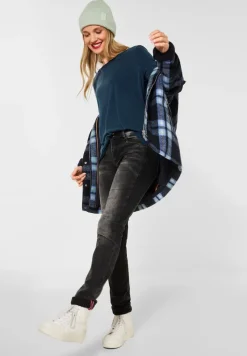 Street One Shirts*Longshirt in Seidenoptik deep teal blue