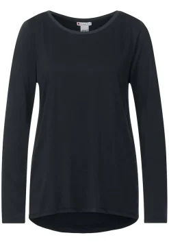 Street One Shirts*Longshirt in Seidenoptik Black