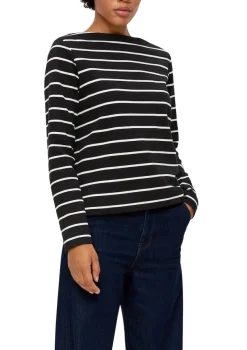 s.Oliver Pullover & Sweatshirts*Longsleeve aus Baumwollstretch Schwarz