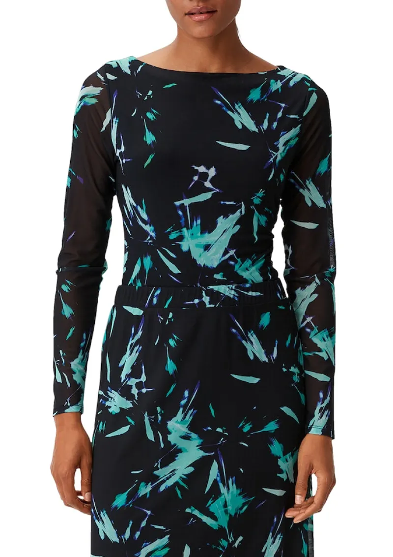 Comma Shirts*Longsleeve aus Mesh Schwarz