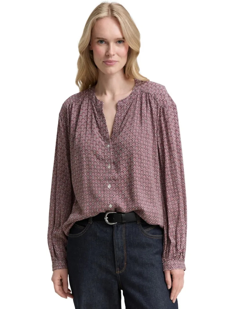 Tom Tailor Blusen*Loose Fit Bluse mit Muster red geometric minimal design