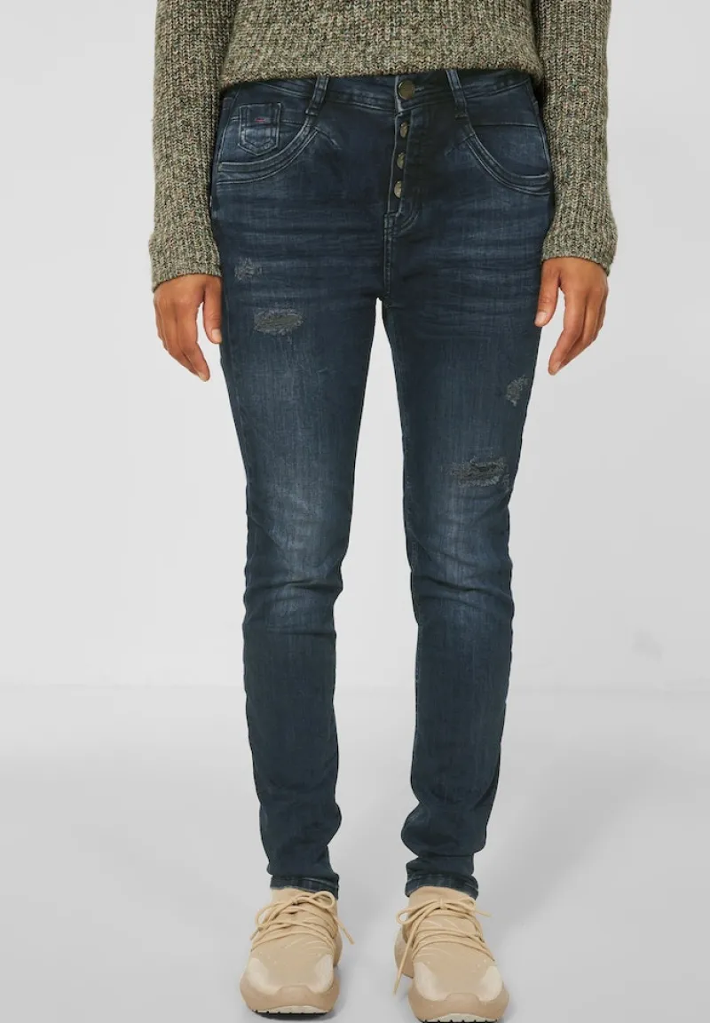 Street One Jeans*Loose Fit Jeans blue black destroy washed