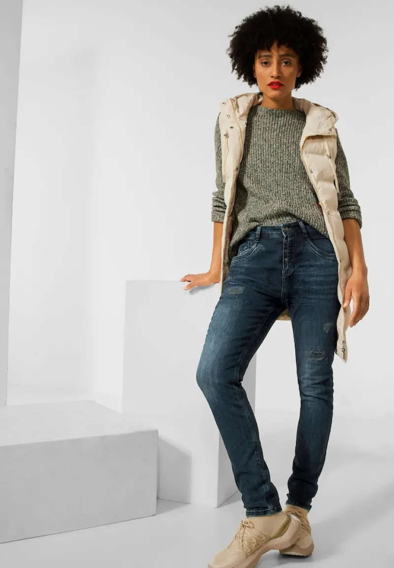 Street One Jeans*Loose Fit Jeans blue black destroy washed