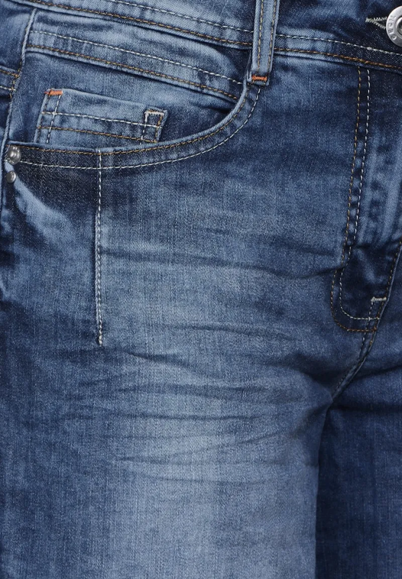 Cecil Shorts*Loose Fit Jeans mid blue wash