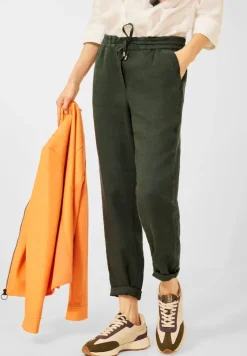 Cecil Hosen*Loose Fit Leinenhose deep khaki