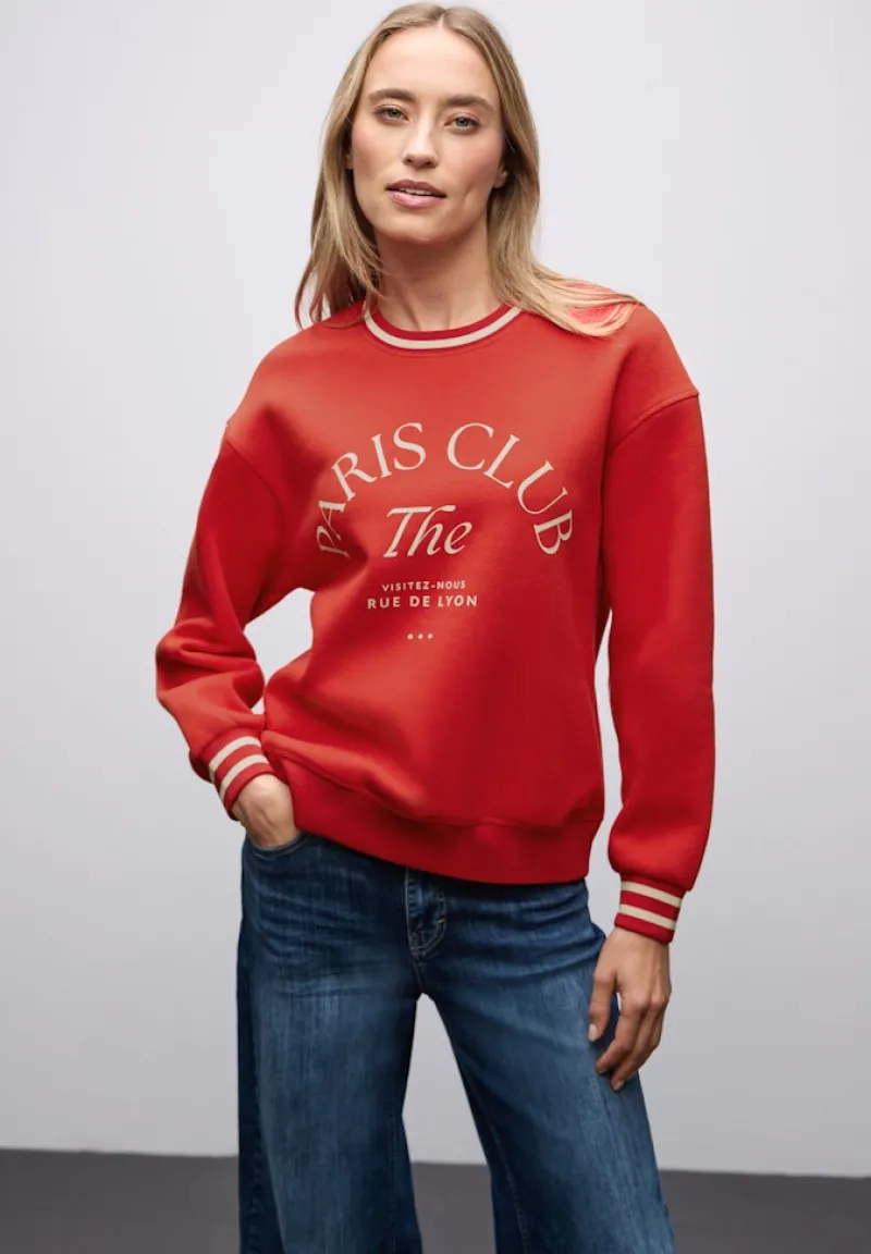 Street One Pullover & Sweatshirts*Loose Fit Print Sweatshirt Racing Red