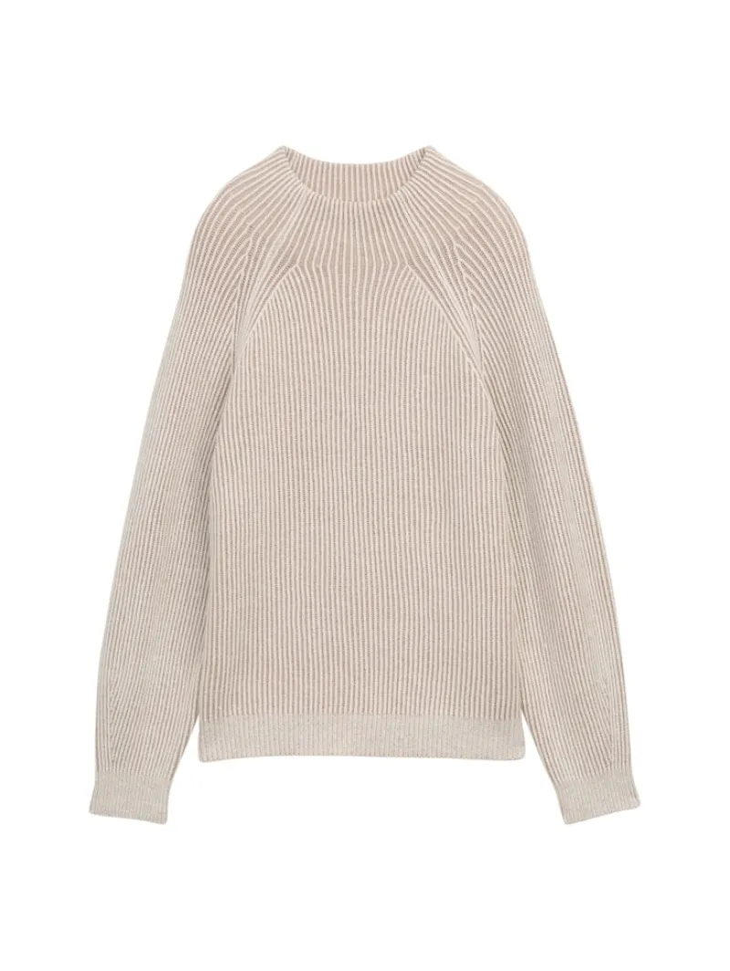 Tom Tailor Pullover & Sweatshirts*Loose Fit Strickpullover mit Stehkragen soft taupe rib structure