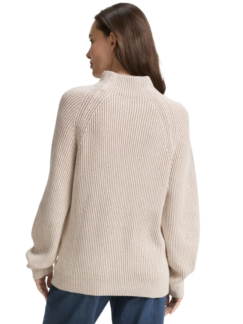 Tom Tailor Pullover & Sweatshirts*Loose Fit Strickpullover mit Stehkragen soft taupe rib structure