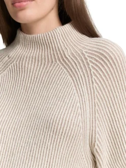 Tom Tailor Pullover & Sweatshirts*Loose Fit Strickpullover mit Stehkragen soft taupe rib structure