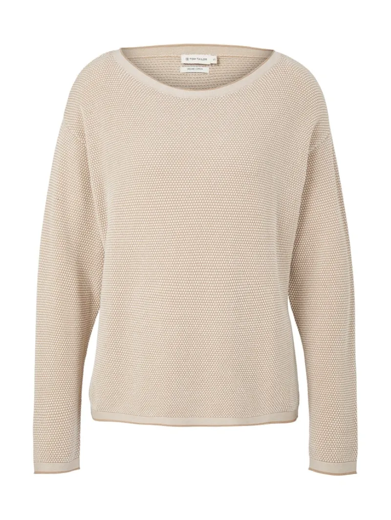 Tom Tailor Pullover & Sweatshirts*Loose Fit Strickpullover aus Bio-Baumwolle beige bubble structure