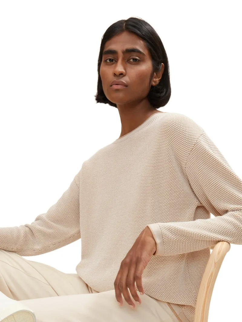 Tom Tailor Pullover & Sweatshirts*Loose Fit Strickpullover aus Bio-Baumwolle beige bubble structure