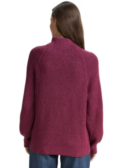 Tom Tailor Pullover & Sweatshirts*Loose Fit Strickpullover mit Stehkragen red rib structure