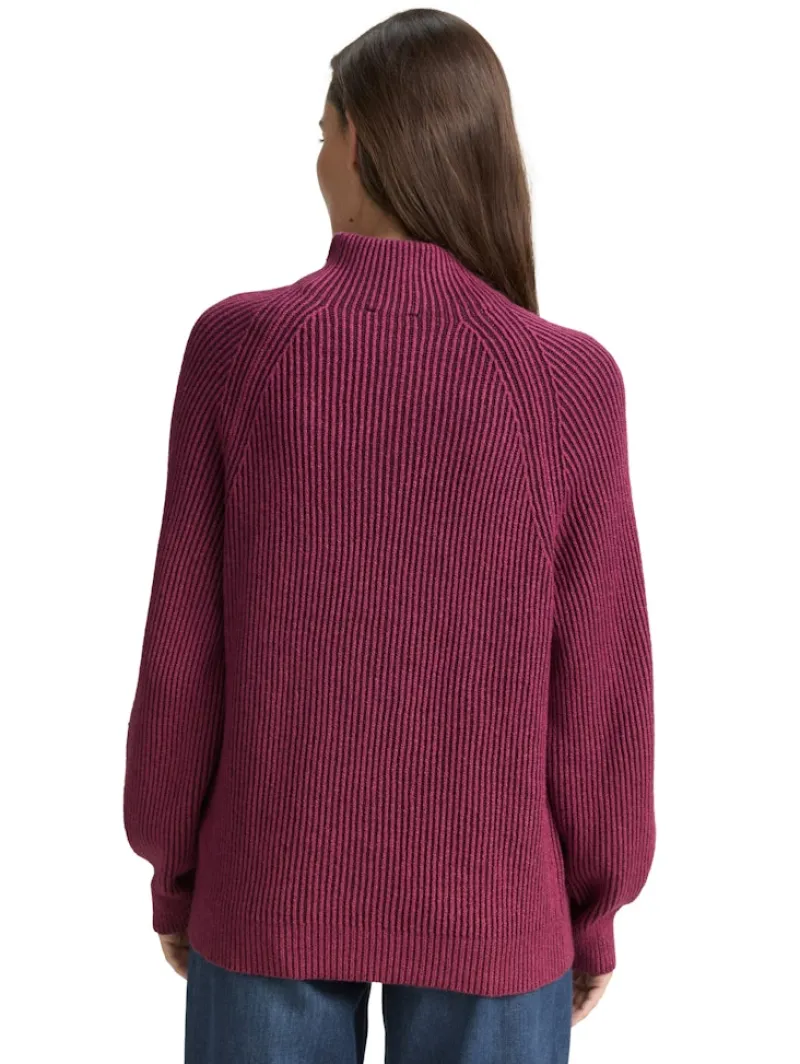 Tom Tailor Pullover & Sweatshirts*Loose Fit Strickpullover mit Stehkragen red rib structure