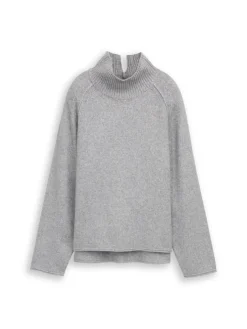 Tom Tailor Pullover & Sweatshirts*Loose Fit Strickpullover mit Stehkragen medium silver grey melange