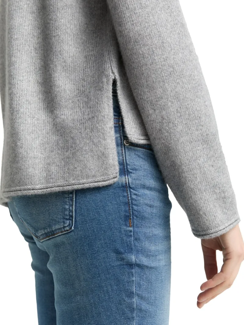 Tom Tailor Pullover & Sweatshirts*Loose Fit Strickpullover mit Stehkragen medium silver grey melange