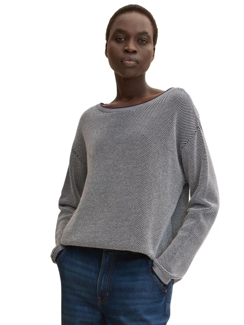 Tom Tailor Pullover & Sweatshirts*Loose Fit Strickpullover aus Bio-Baumwolle navy bubble structure