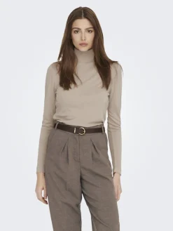 La Strada Unica Shirts*LSUPRIMO TENCEL L/S HIGHNECK TOP JRS Natural