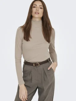 La Strada Unica Shirts*LSUPRIMO TENCEL L/S HIGHNECK TOP JRS Natural