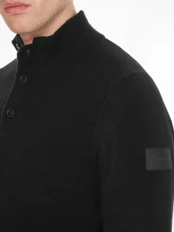 Calvin Klein Pullover & Sweatshirts*LYCRA BLEND BUTTON QUARTER ZIP ck black
