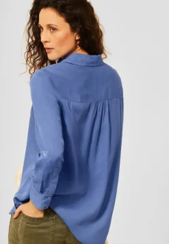 Cecil Blusen*Lyocell Bluse in Unifarbe forever blue