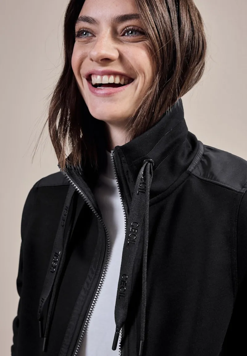 Cecil Pullover & Sweatshirts*Materialmix Sweatjacke Black