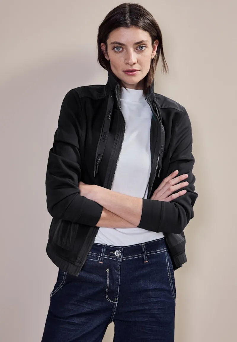 Cecil Pullover & Sweatshirts*Materialmix Sweatjacke Black