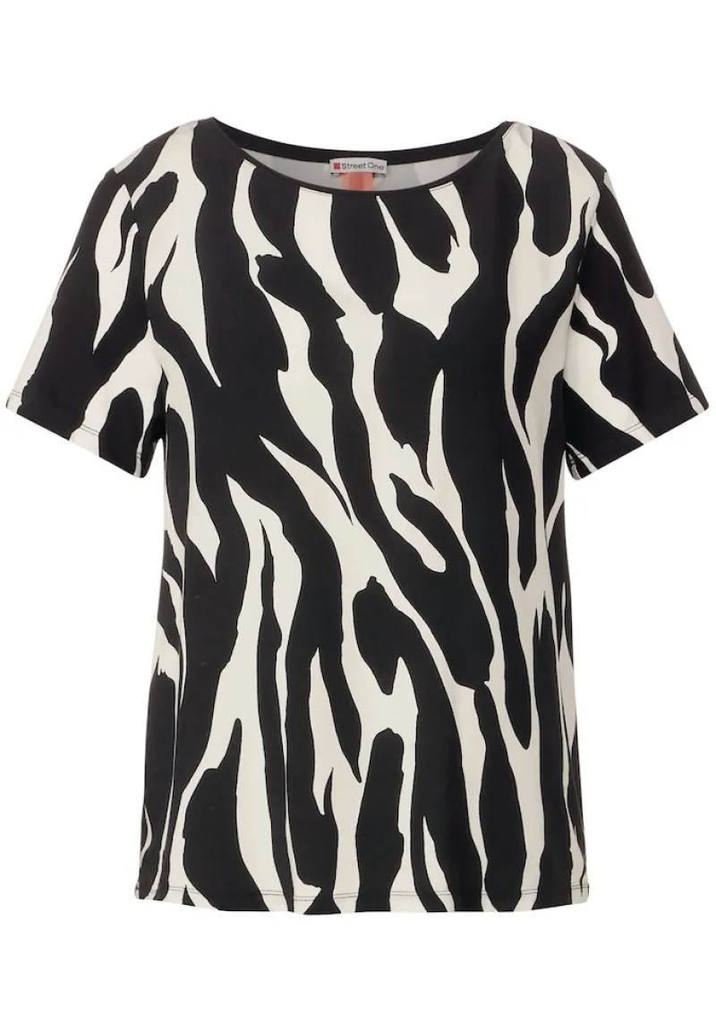 Street One Shirts*Materialmix T-Shirt Black