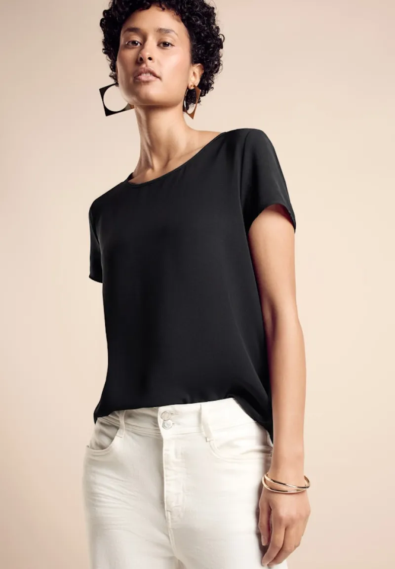 Street One Shirts*Materialmix-T-Shirt Black