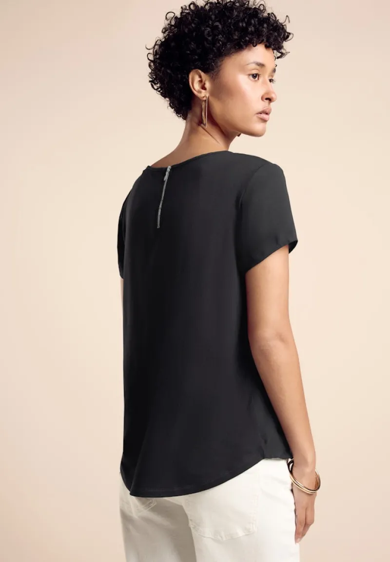 Street One Shirts*Materialmix-T-Shirt Black