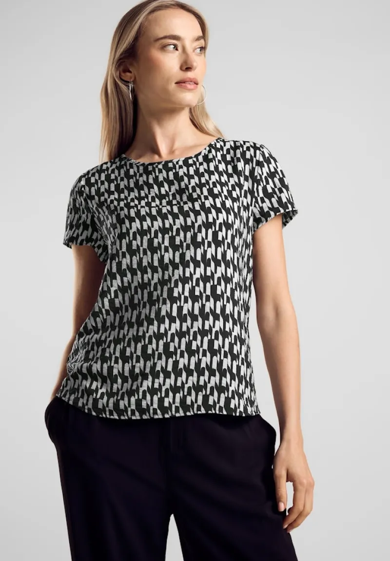 Street One Shirts*Materialmix-T-Shirt Black