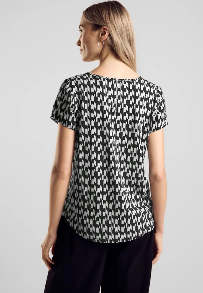 Street One Shirts*Materialmix-T-Shirt Black