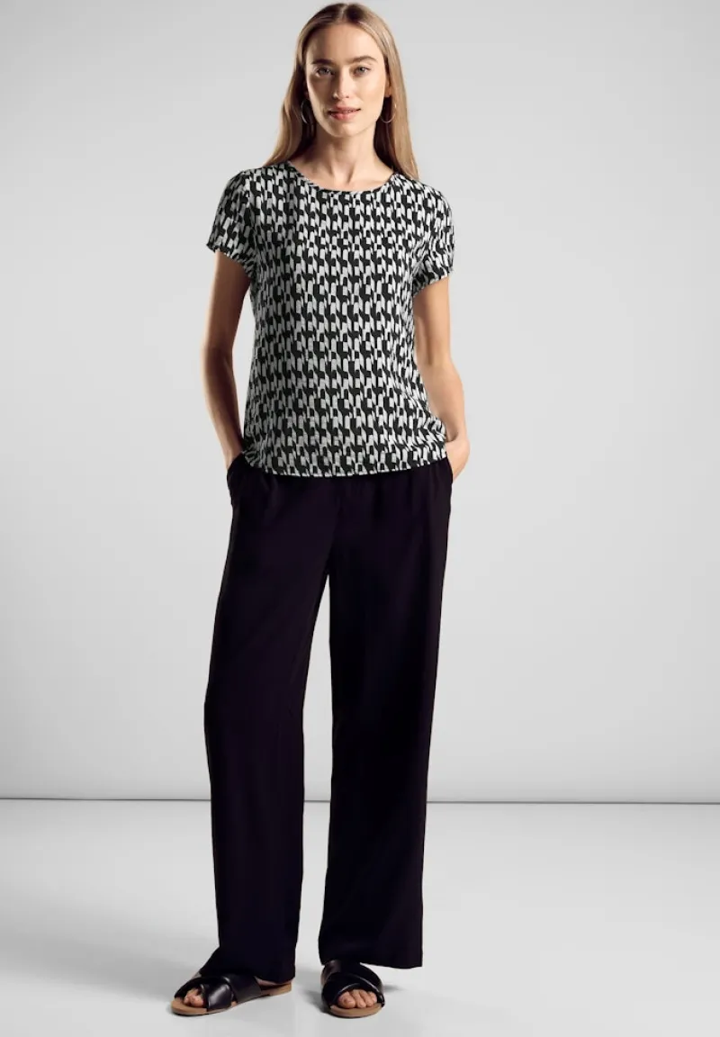 Street One Shirts*Materialmix-T-Shirt Black