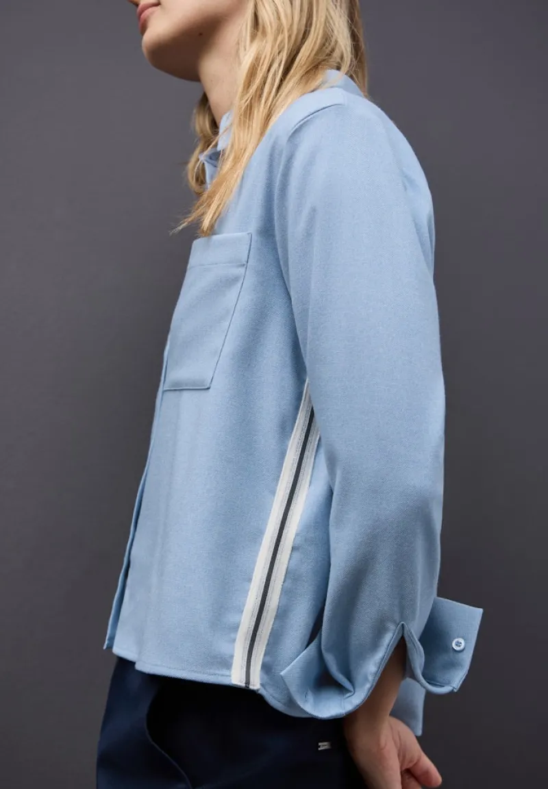 Street One Blusen*Melange Bluse mit Tape frosted blue mel.