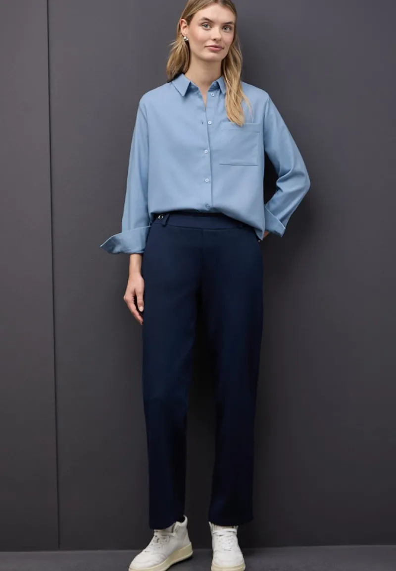 Street One Blusen*Melange Bluse mit Tape frosted blue mel.