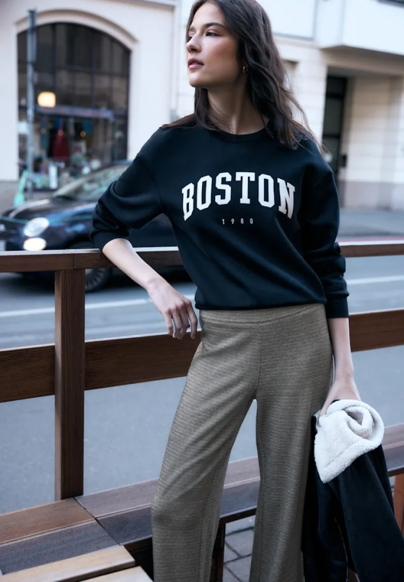 STREET ONE STUDIO Jeans*Melierte Wide Leg Hose Black