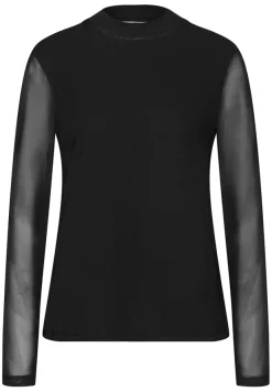 Street One Shirts*Mesh Turtleneck Shirt Black