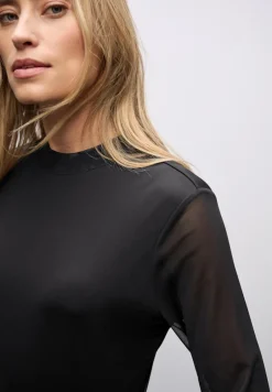 Street One Shirts*Mesh Turtleneck Shirt Black