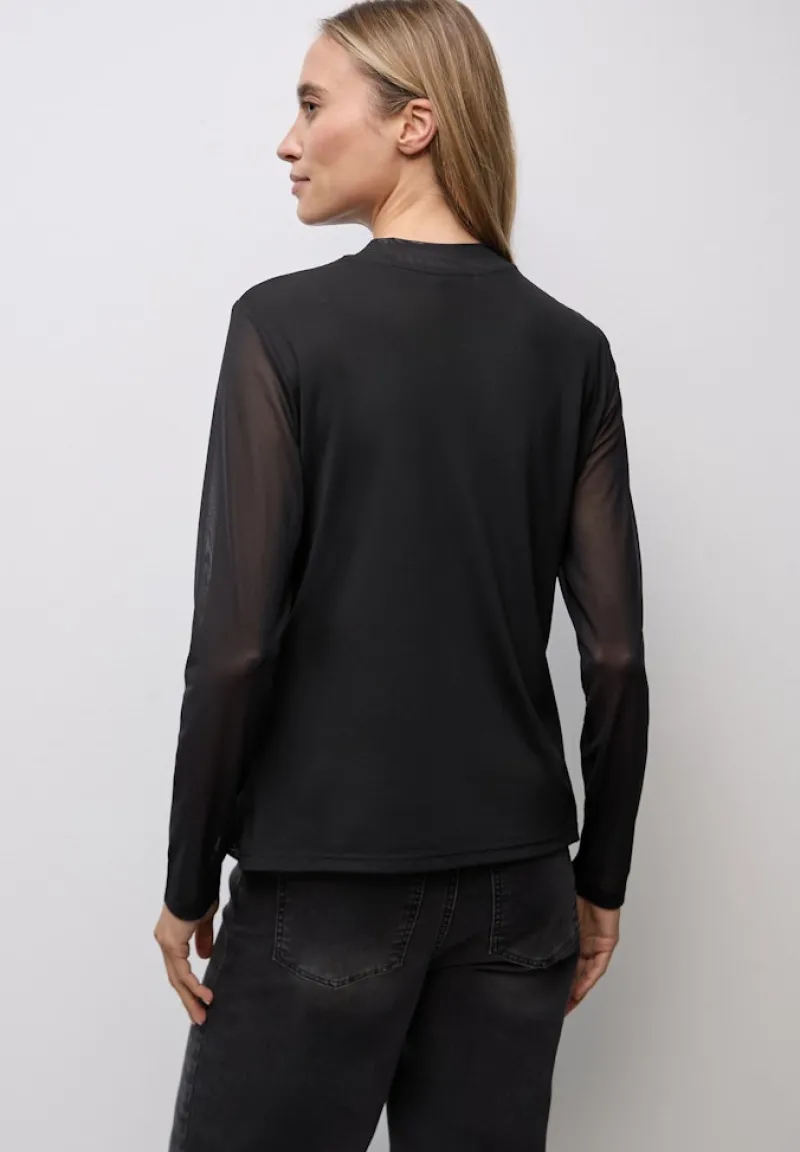 Street One Shirts*Mesh Turtleneck Shirt Black