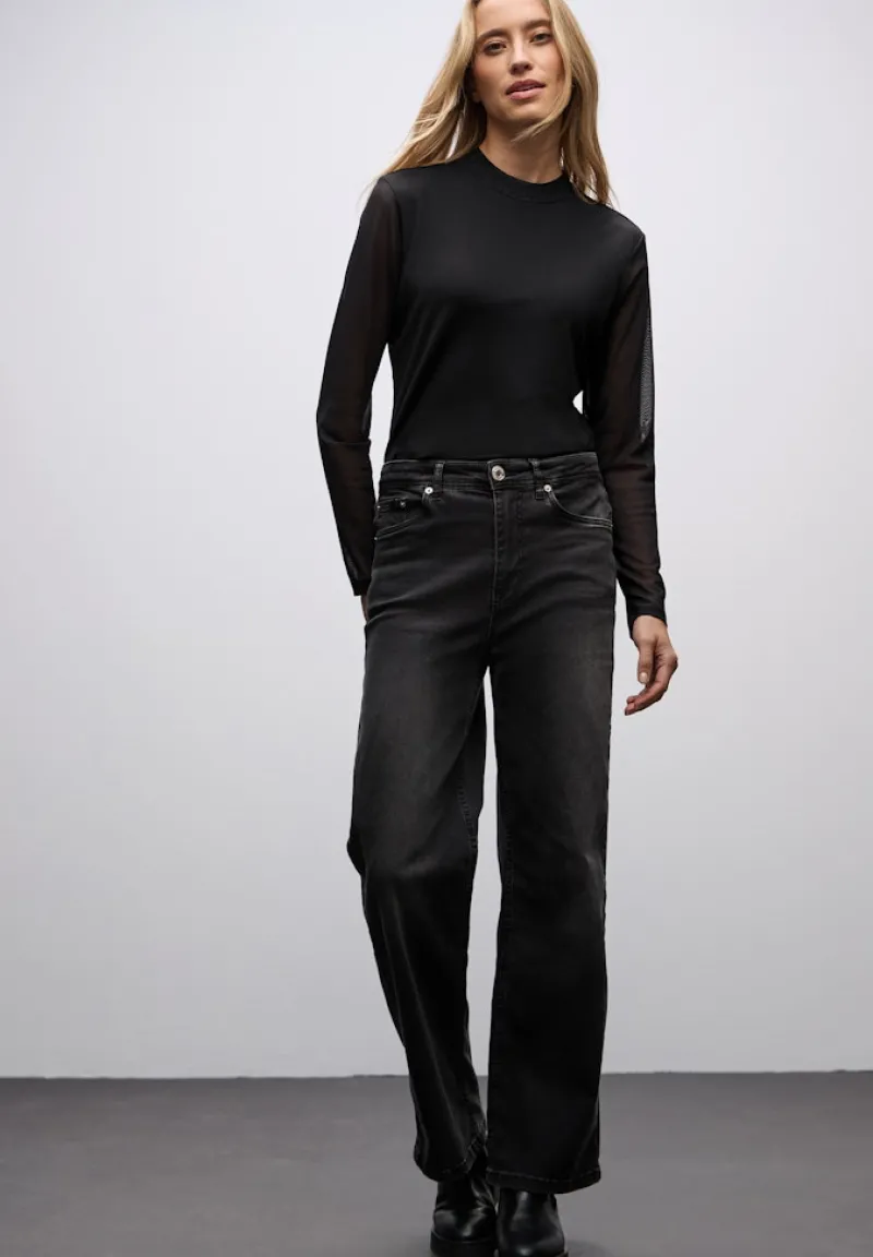 Street One Shirts*Mesh Turtleneck Shirt Black