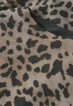 STREET ONE STUDIO Kleider*Mesh-Kleid mit Leo-Print creamy brown