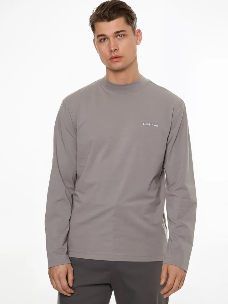 Calvin Klein Shirts*MICRO LOGO LS MOCK NECK T-SHIRT grey asphalt
