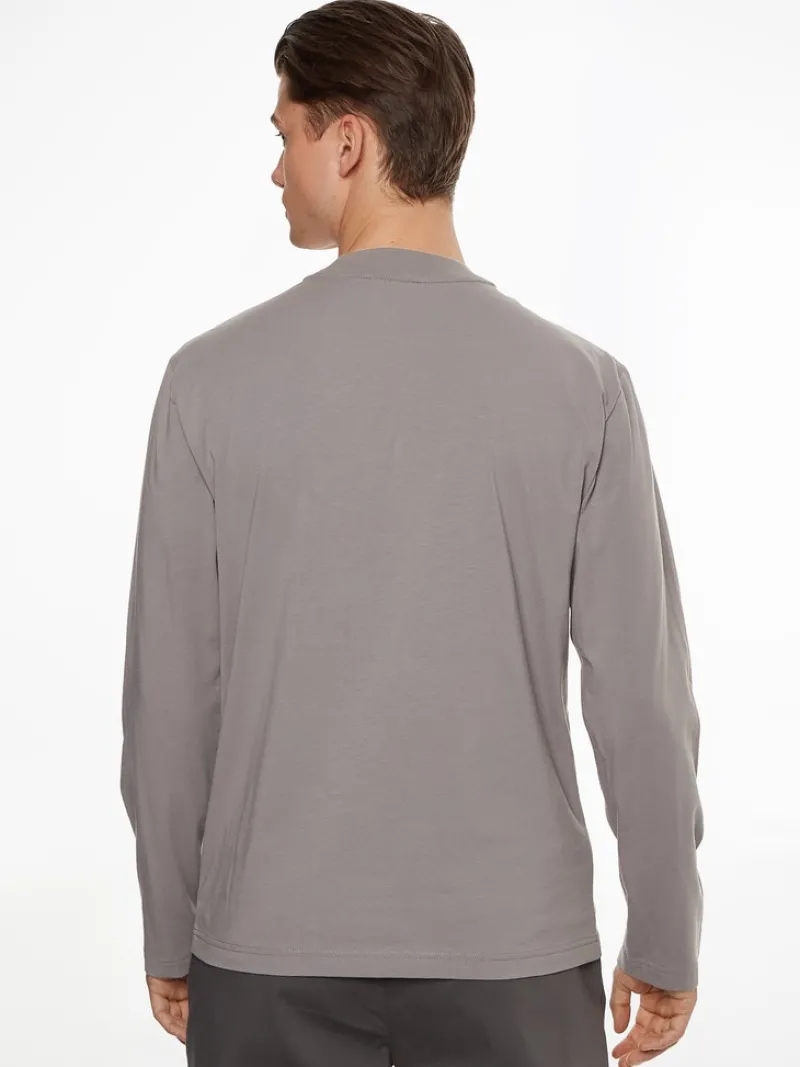 Calvin Klein Shirts*MICRO LOGO LS MOCK NECK T-SHIRT grey asphalt