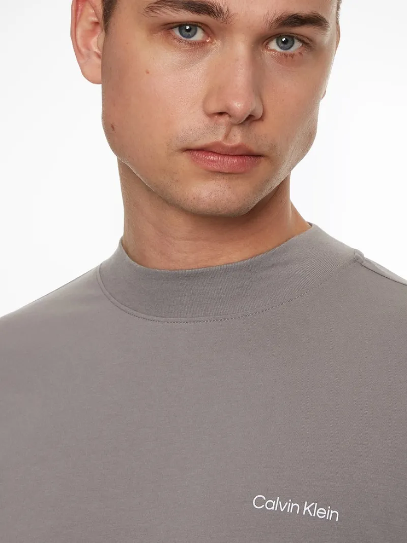 Calvin Klein Shirts*MICRO LOGO LS MOCK NECK T-SHIRT grey asphalt