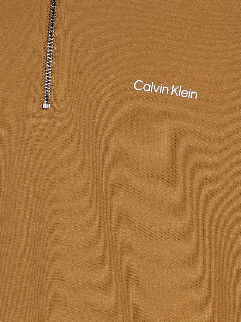 Calvin Klein Pullover & Sweatshirts*MICRO LOGO REPREVE Q-ZIP caramel