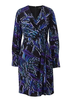 Comma Kleider*Midikleid mit Allover-Muster Schwarz