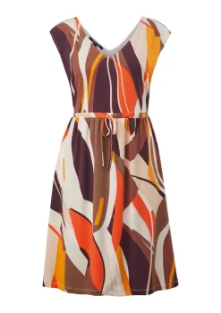 Comma Kleider*Midikleid mit Allover-Muster Braun