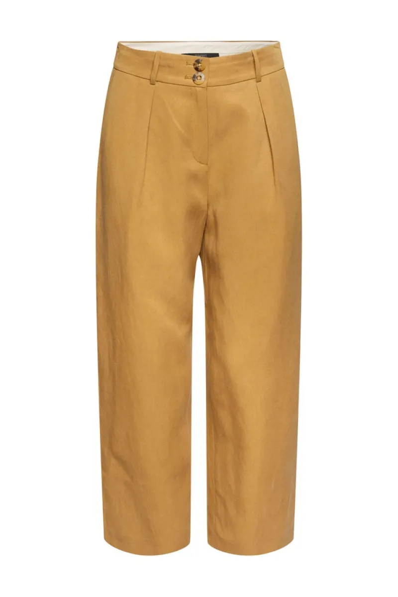 Esprit Hosen*Mit Leinen: Hose mit verkürztem Bein camel