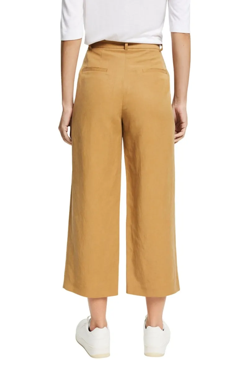 Esprit Hosen*Mit Leinen: Hose mit verkürztem Bein camel